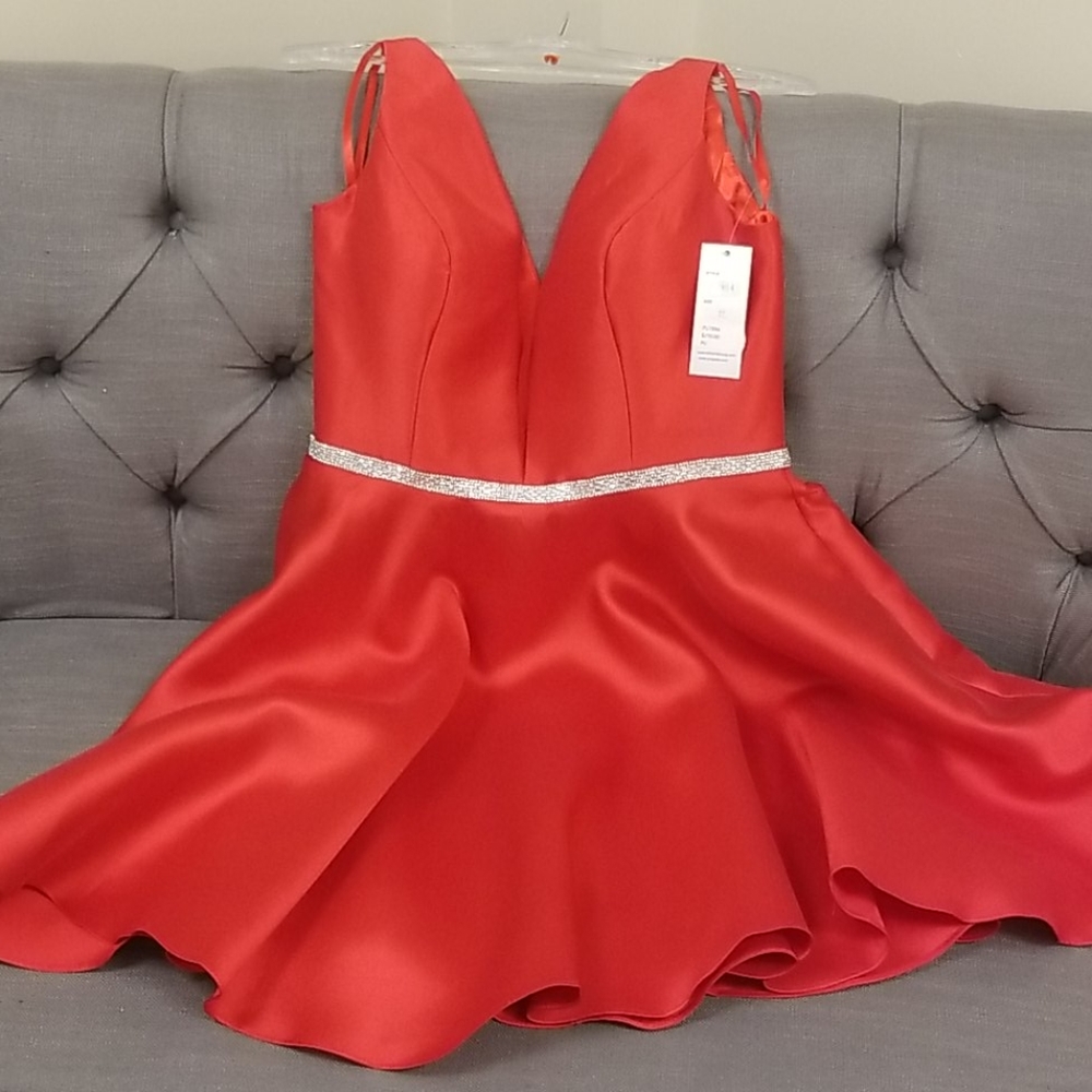 Red Satin Cocktail with pockets gown